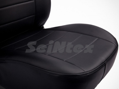 Hyundai Santa Fe (12–15) Чехлы на сиденья (экокожа), цвет - чёрный