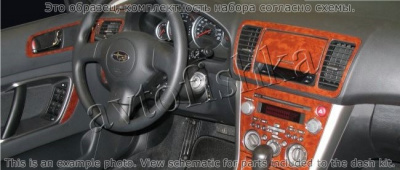 Декоративные накладки салона Subaru Legacy 2007-2009 полный набор, Автоматическая коробка передач, авто AC