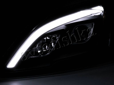 Honda CR-V III (06-) фары передние линзовые черные, с подсветкой DRL, комплект 2 шт.